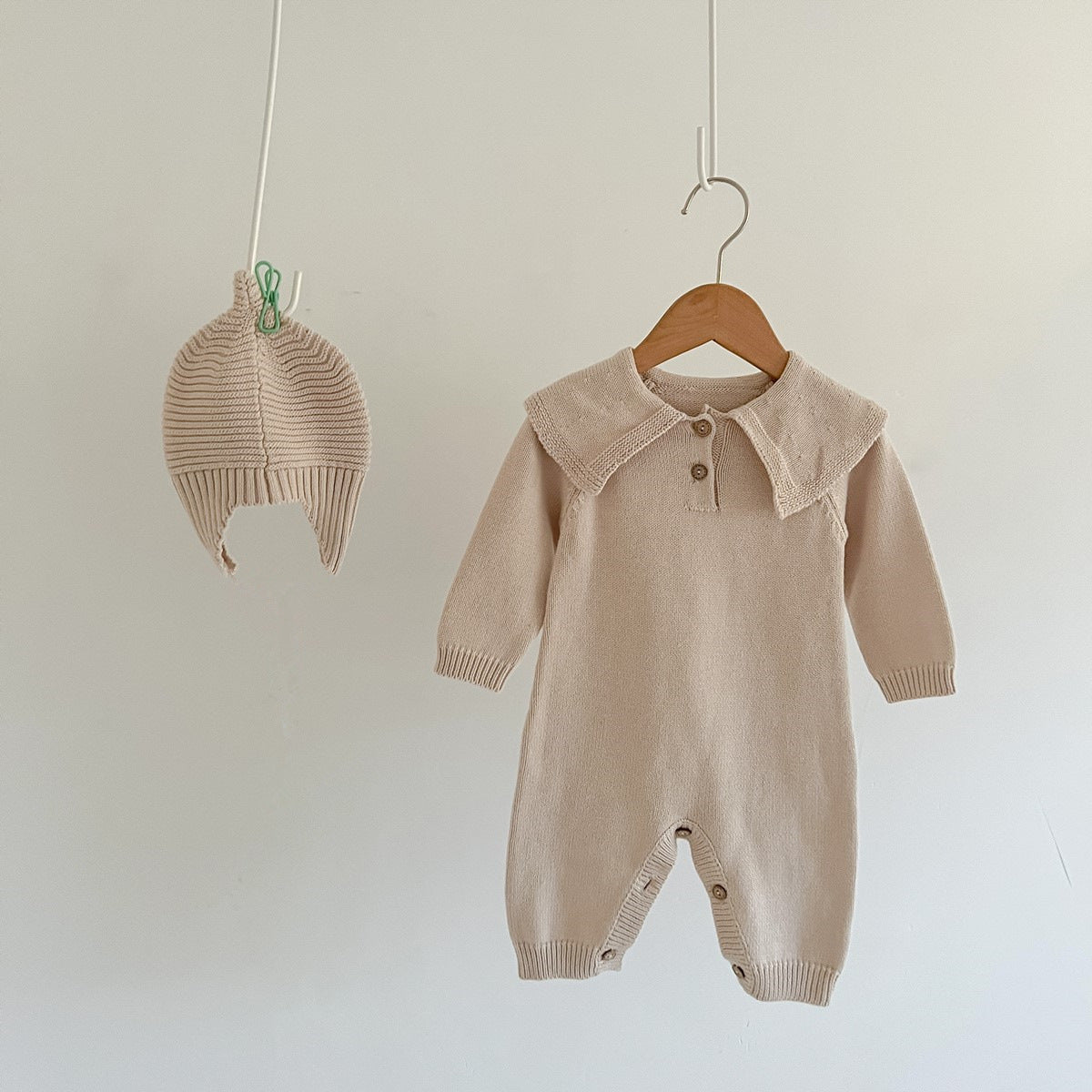 Autumn Knit Collar Romper Set