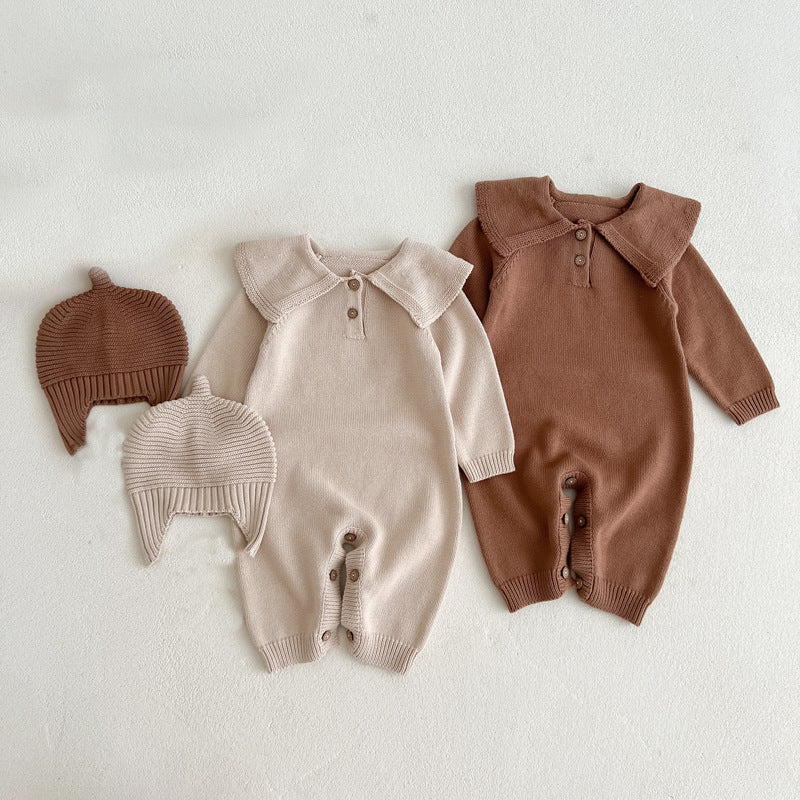 Autumn Knit Collar Romper Set