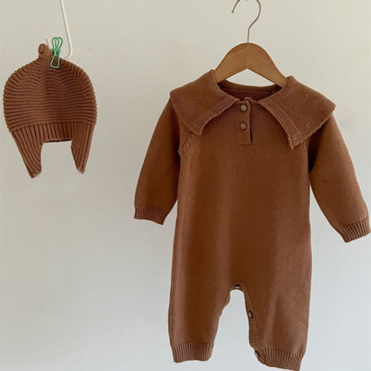 Autumn Knit Collar Romper Set