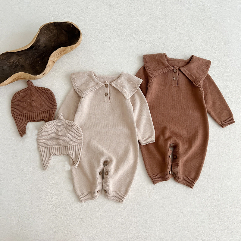 Autumn Knit Collar Romper Set