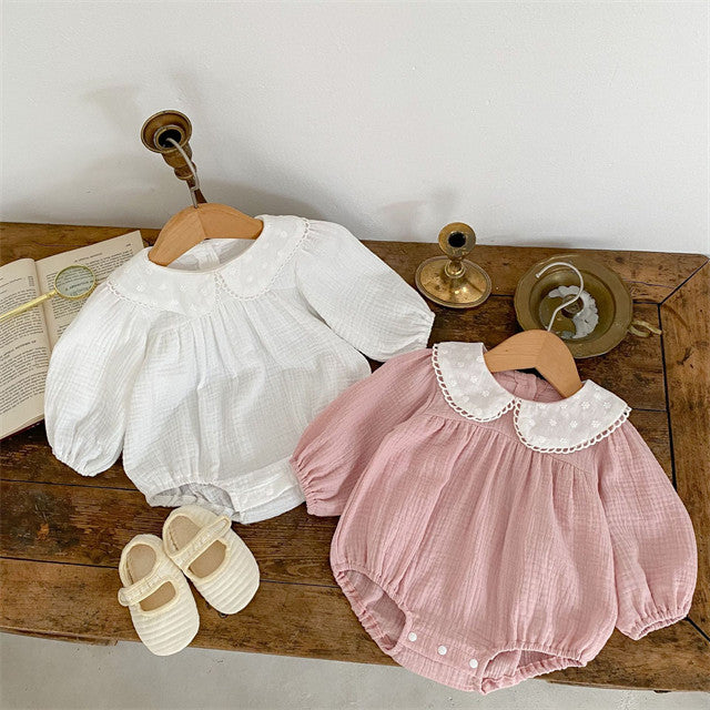 Baby Girl Cotton Peter Pan Collar Romper