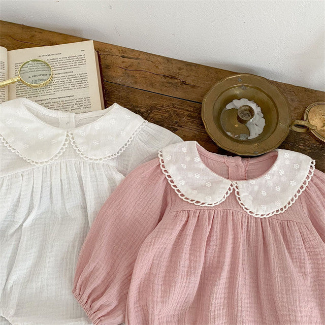 Baby Girl Cotton Peter Pan Collar Romper