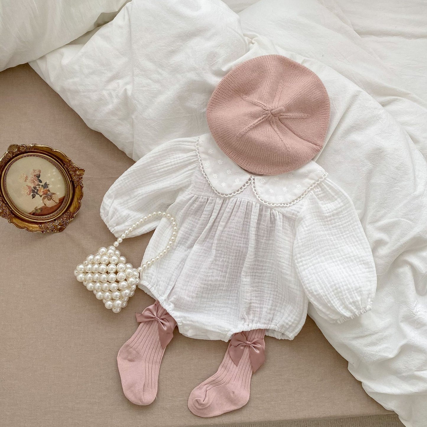 Baby Girl Cotton Peter Pan Collar Romper